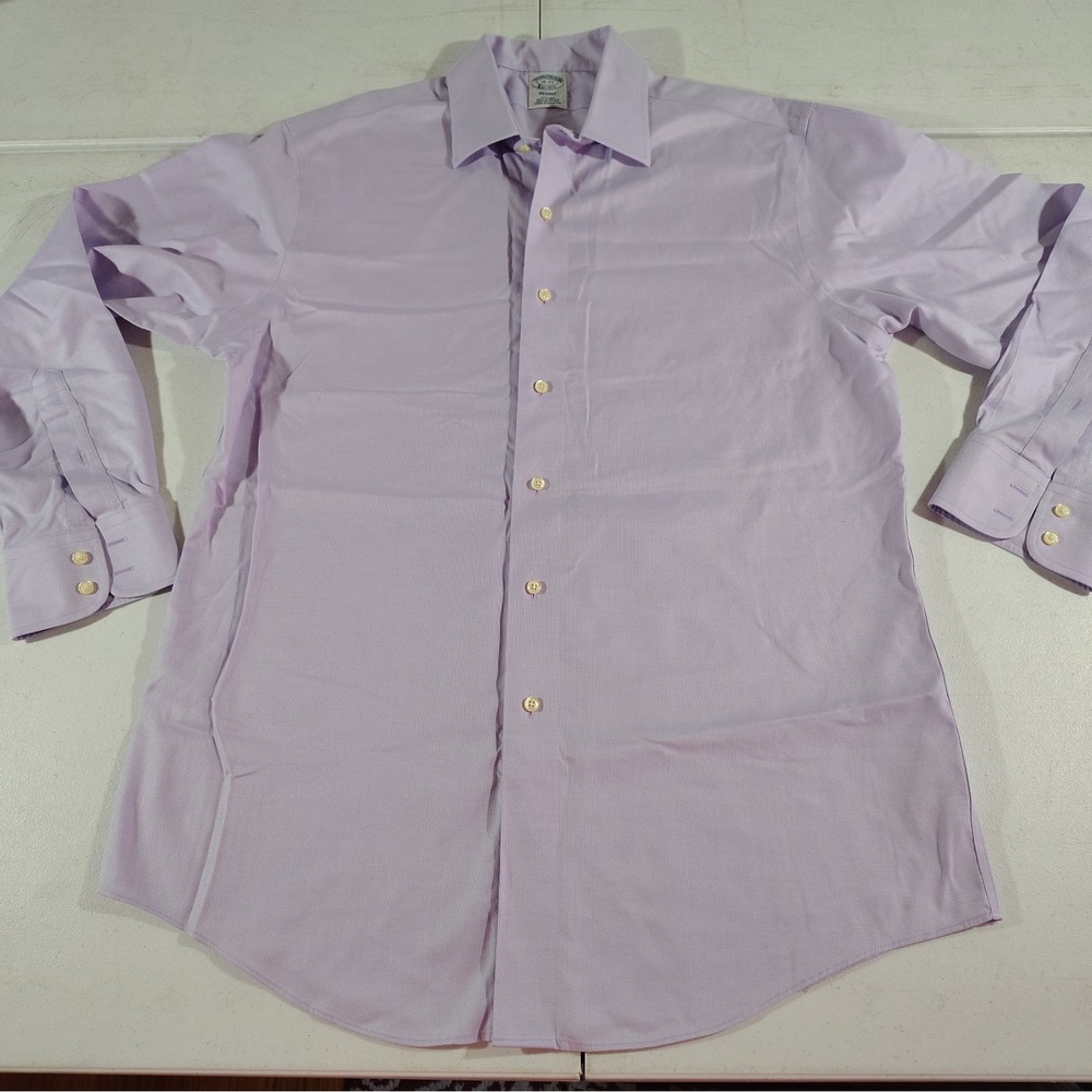 Brooks Brothers Regent Dress Shirt Men 16-33 Purple City Classic Work Preppy